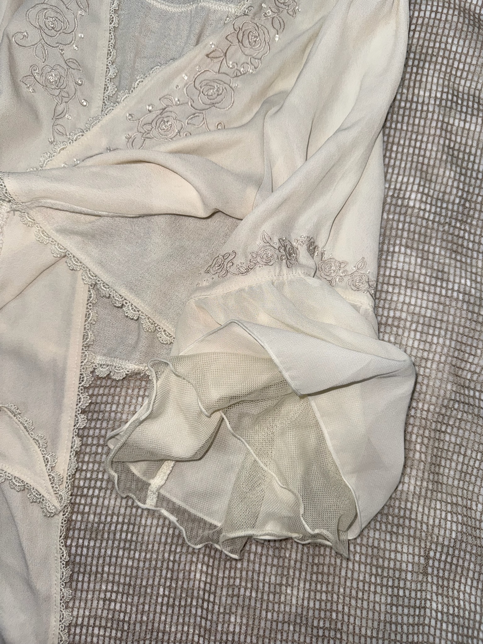 Axes Femme Embroidered Rose Chiffon Cardigan