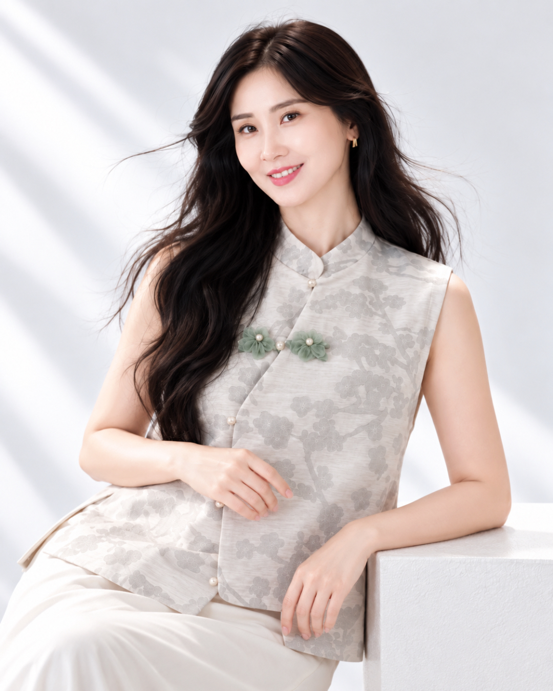 5145 Celestine Jade Jacquard Qipao Vest