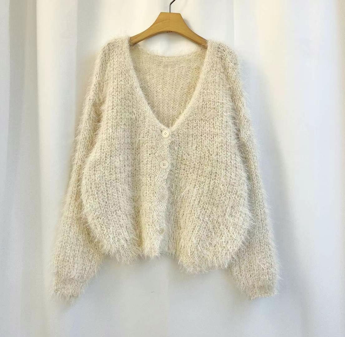 韓國棉花糖毛毛針織毛衣外套(多色）