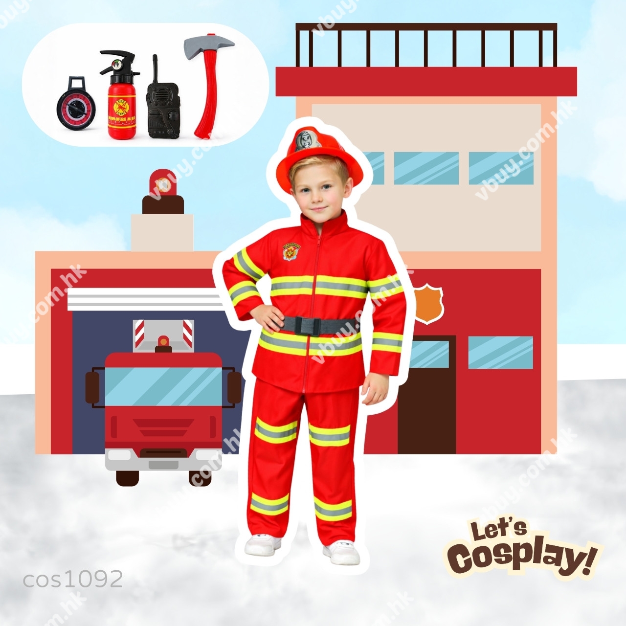 現貨 Lets cosplay nurse costume for kids 兒童消防員扮演衣服 firefighter costume 兒童我的夢想職業扮演衣服 dream career costume cos1092 vbuy