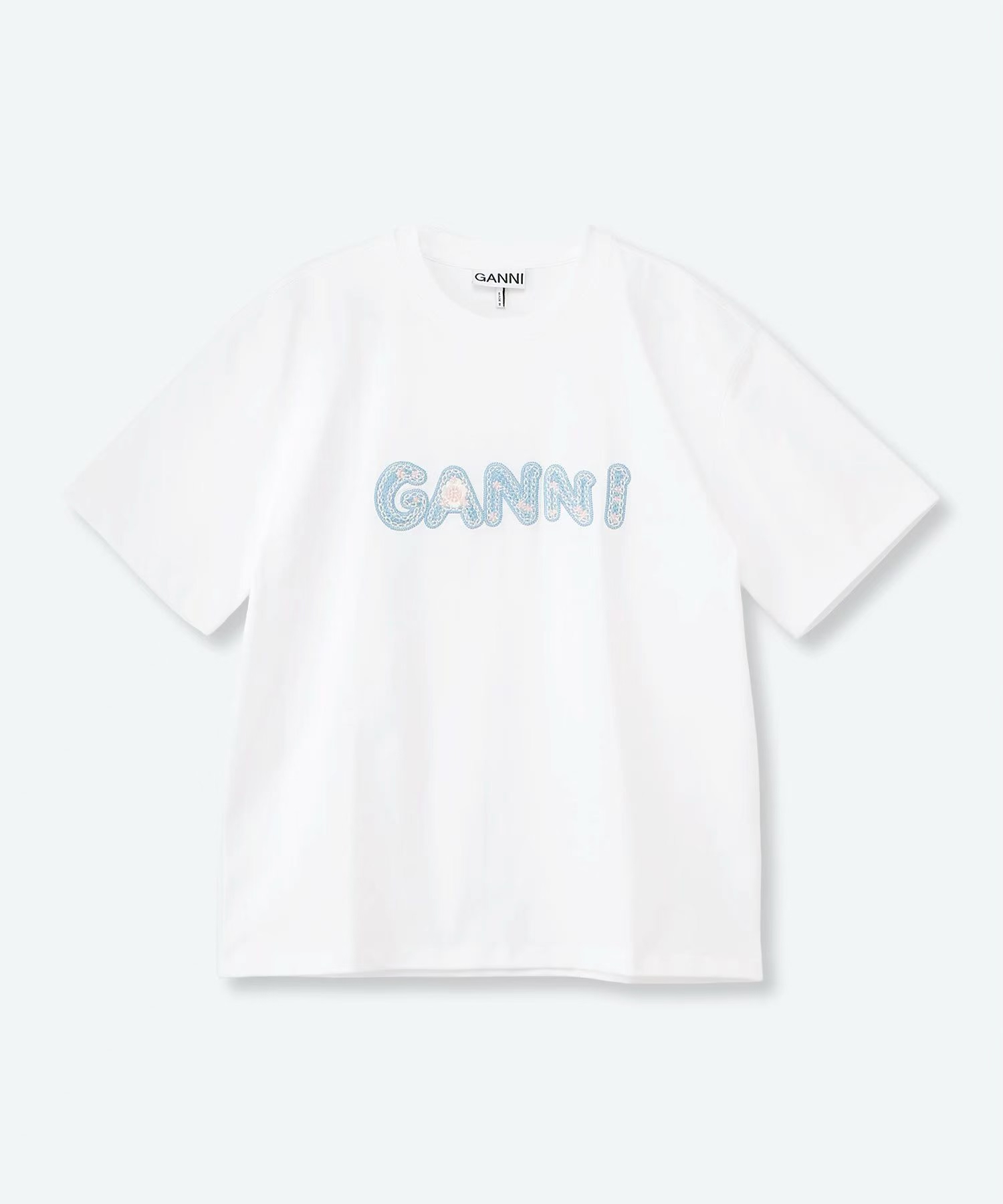 Ganni 白色短款 logo tee✨Size XS/S/M/L