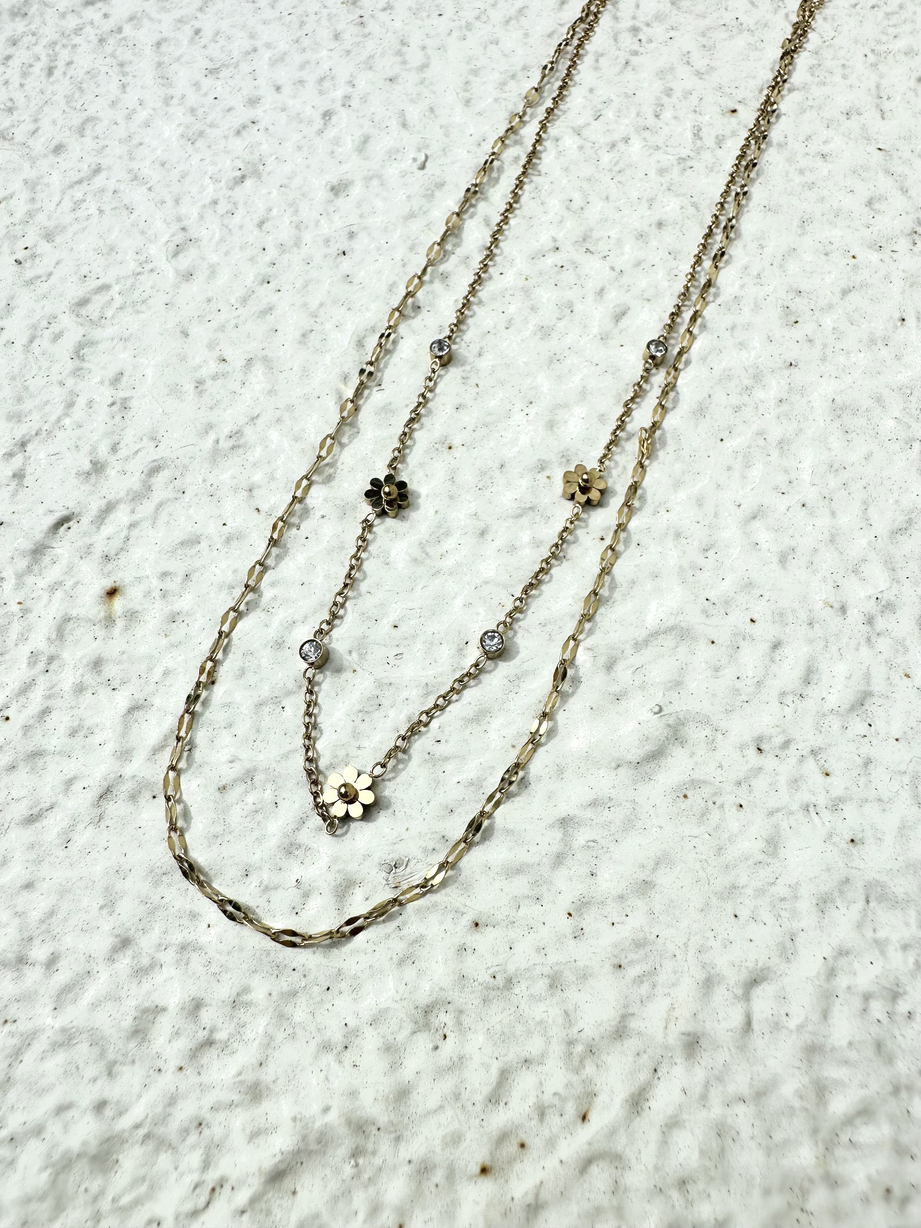 Gold flower stainless necklace