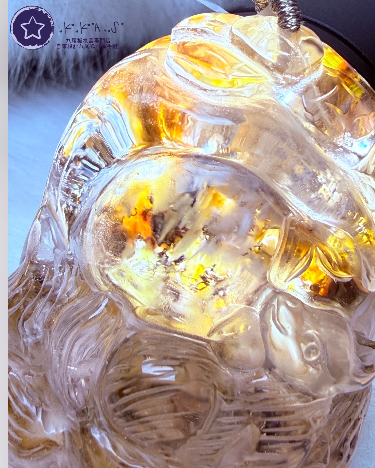 K00087 幽靈 側臉狐 - 吊墜/手牌兩用款(上下孔)