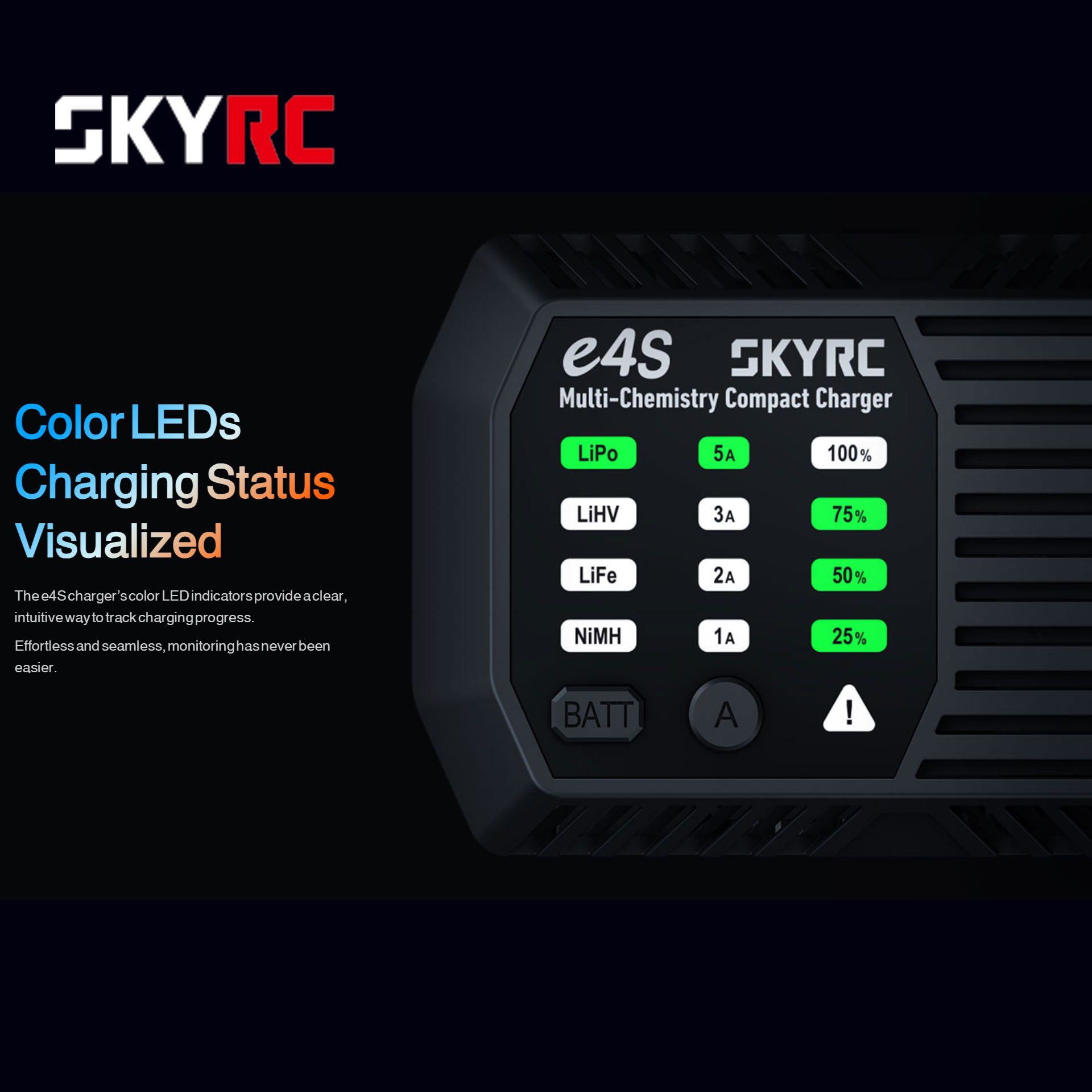 全新 SKYRC s4S 鋰電池和鎳氫電池通用充電器 | 簡單設定易用 | 可充 LiHv / LiPo / LiFe / Lilon / NiMH / NiCd | 英規8字電源線輸入 | 60W輸出