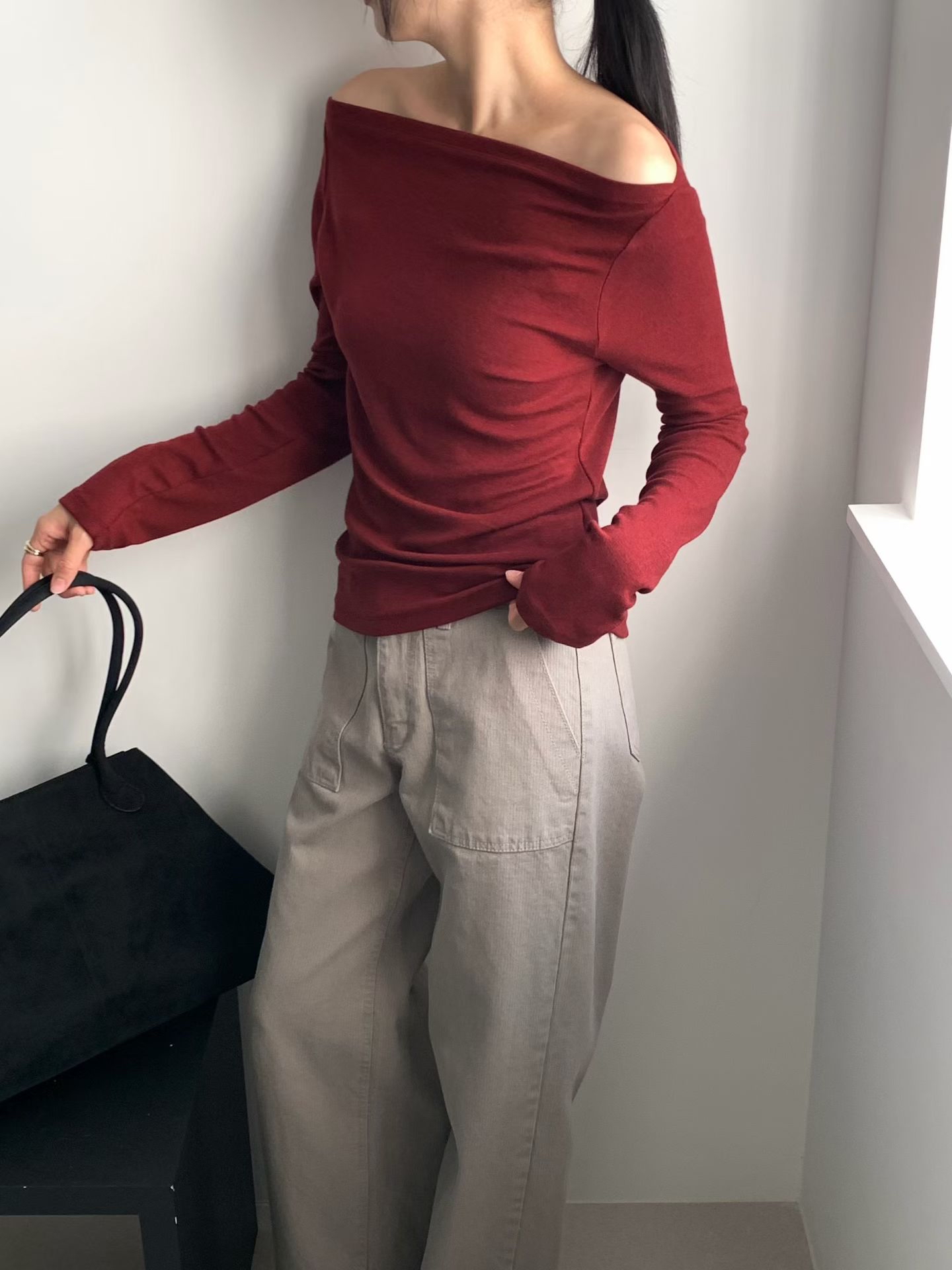 Boatneck wool basic tee 