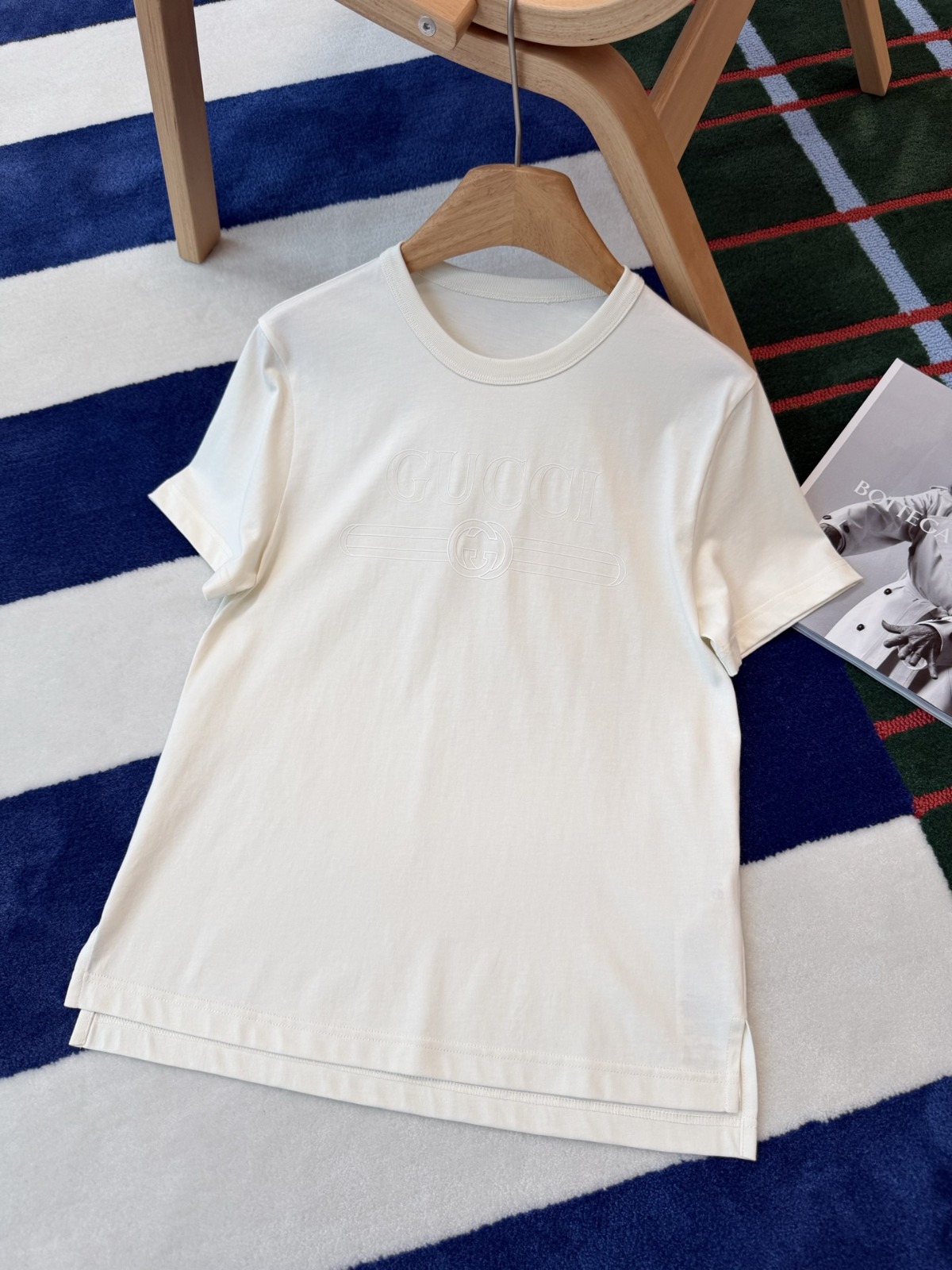 【頂級原單】GUCCI  中等厚度棉質針織壓紋短袖Tee