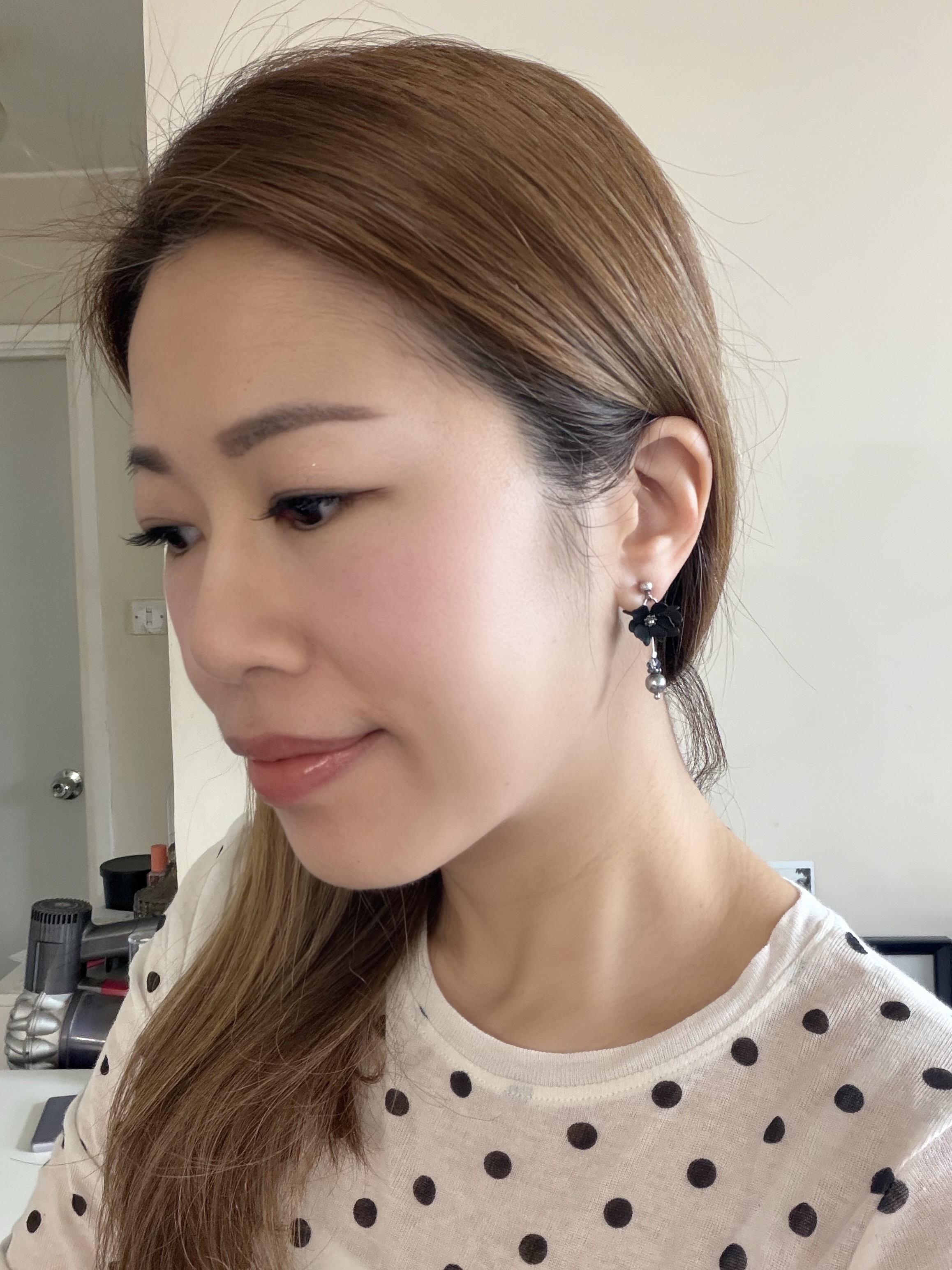 日本花語系列耳環/黑白小花朵款