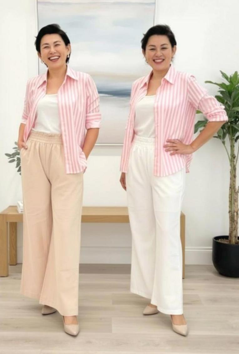 Stretch Waist Wide-Leg Pants