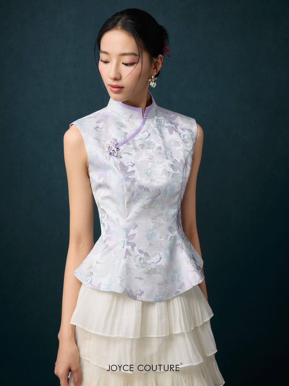 出袖提花旗袍上衣 T0759