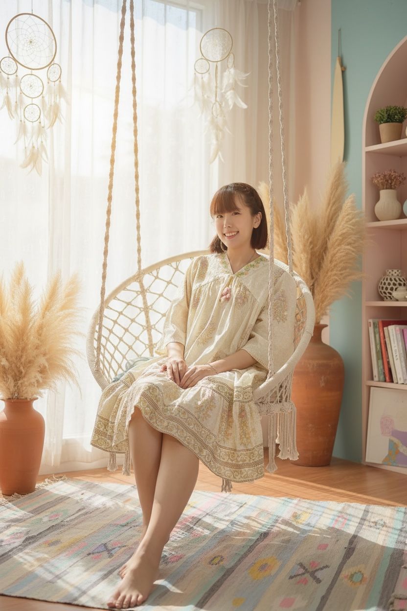1980 Cottage Feel Macaron V-Neck Short OP