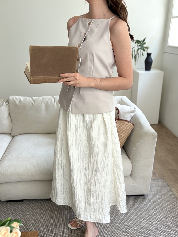 French Muse Vest Dress (Beige)