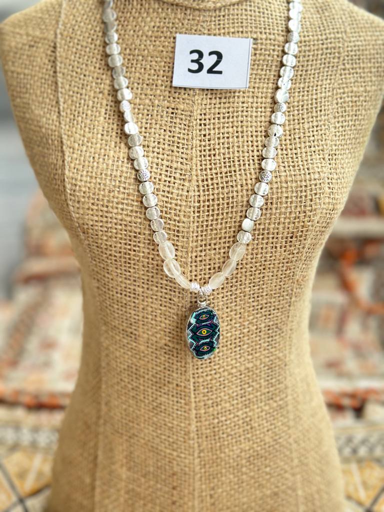 銀色天然水晶手繪