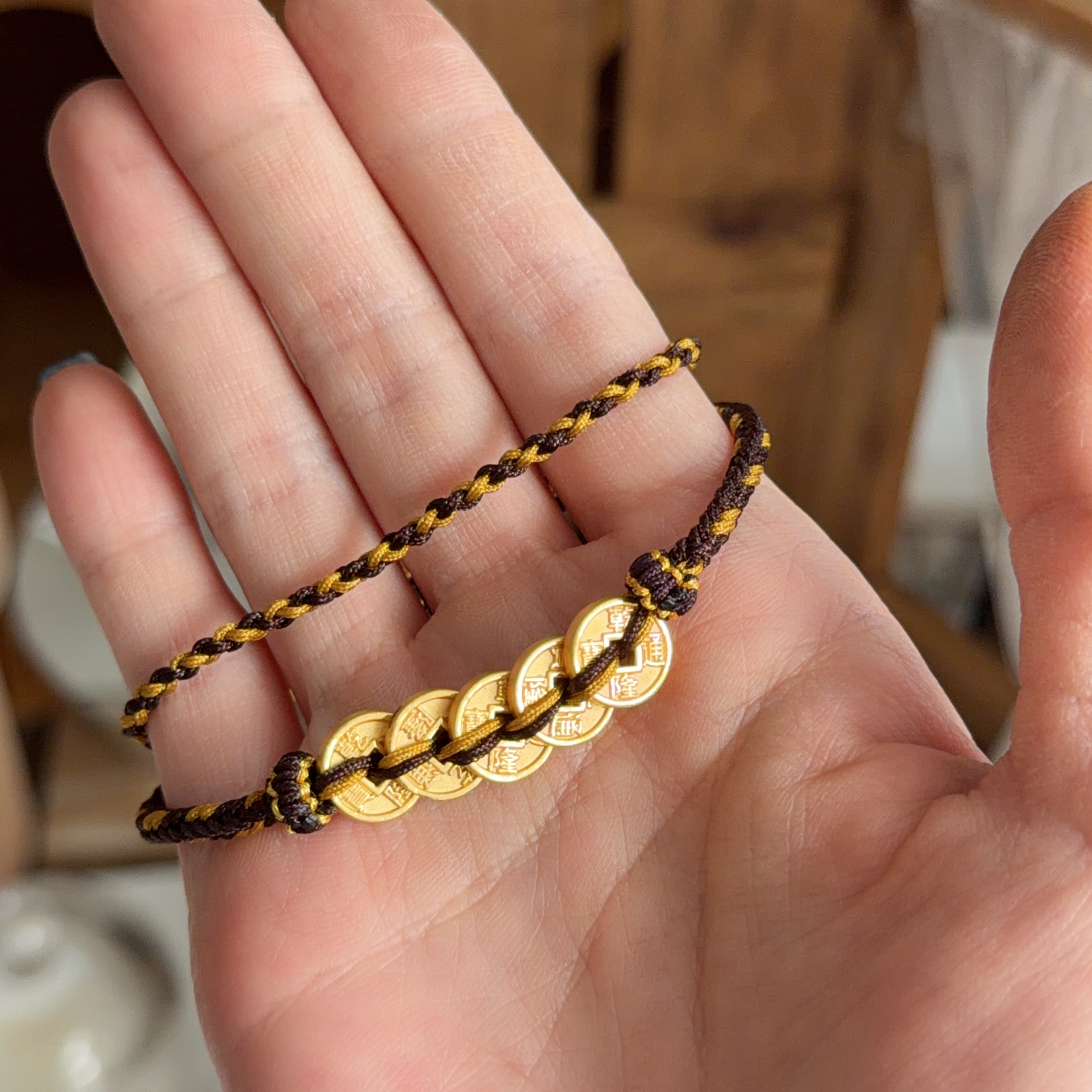 999硬金五帝幣手繩