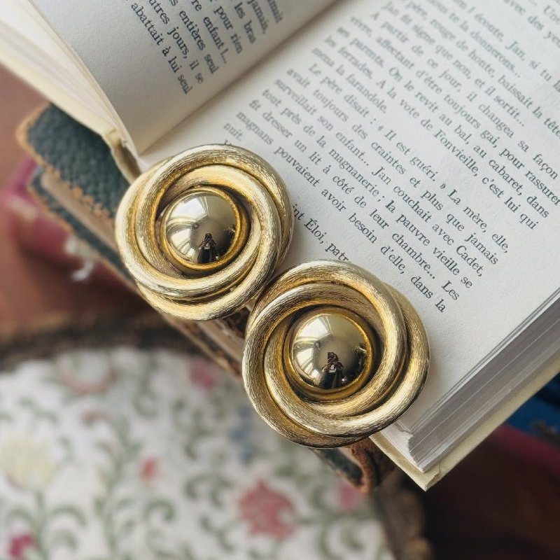 Vintage 1980s Textured Swivel Extra Large Statement Clip Earrings -4.5cm(MT2295)