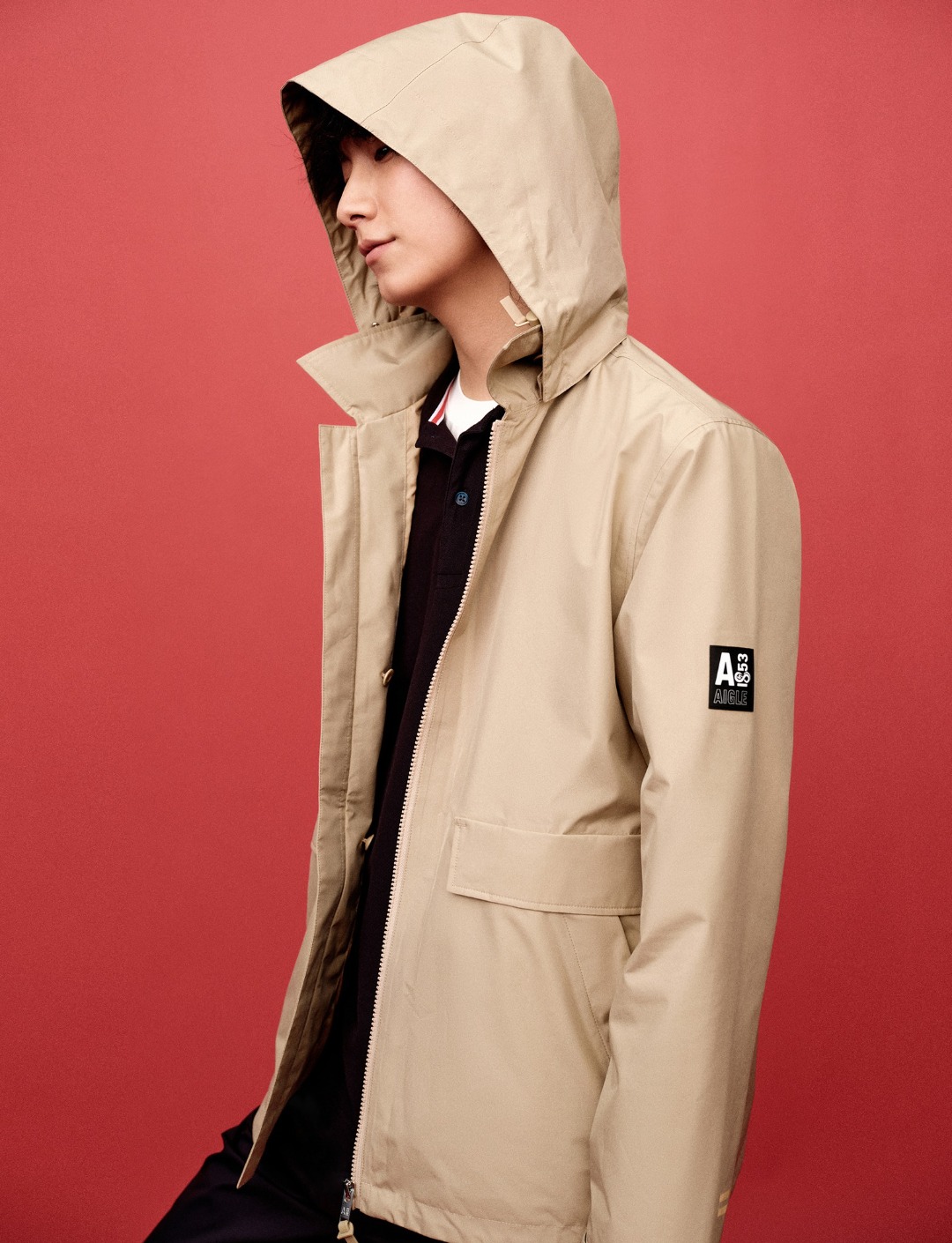法國 AIGLE 防風防雨連帽拉鍊外套