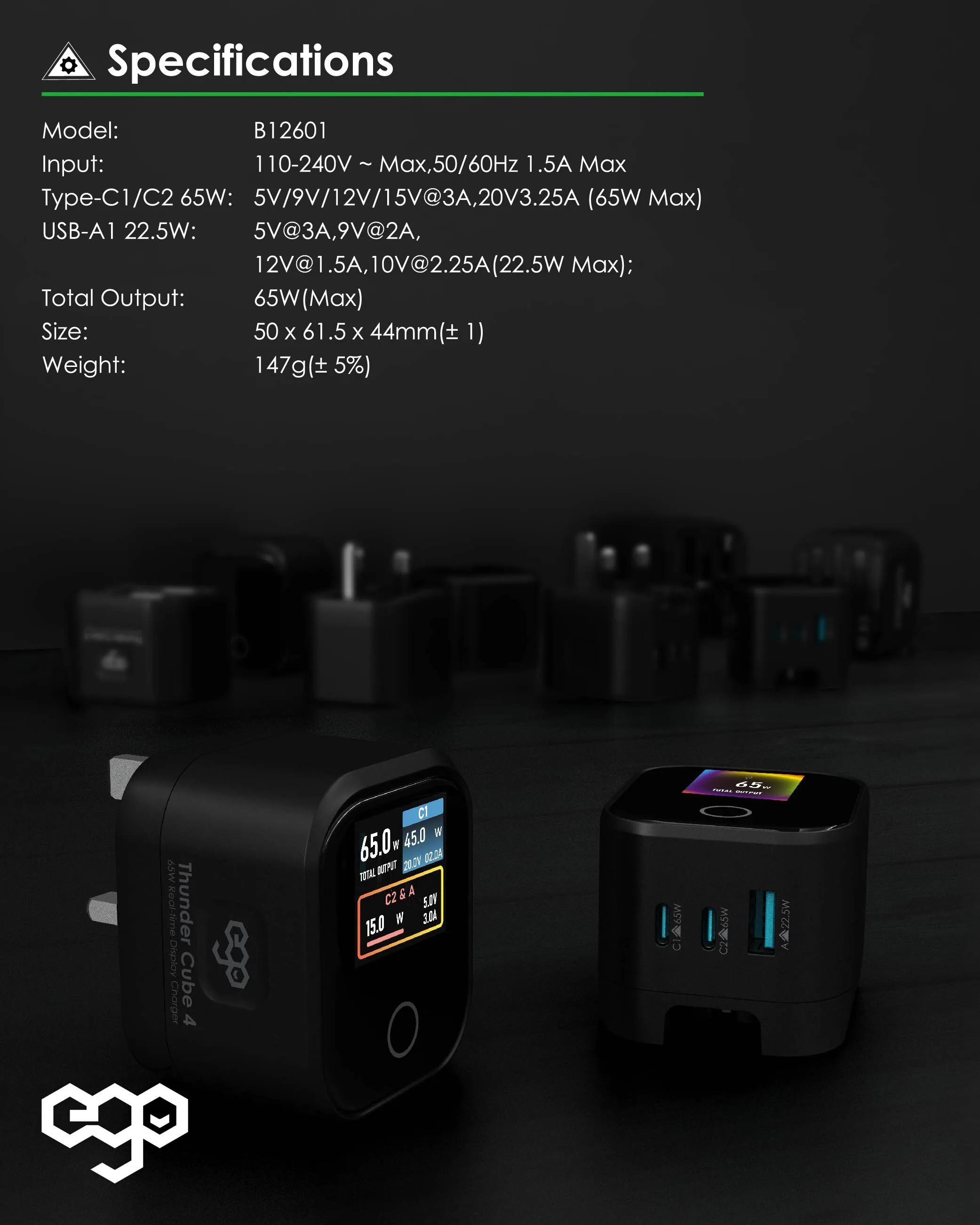EGO 65W ThunderCube 4 摺疊插頭充電器