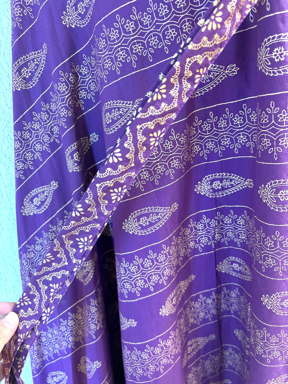 泰國名牌CHEVA - 紫色腰果花燙金Wrap Skirt