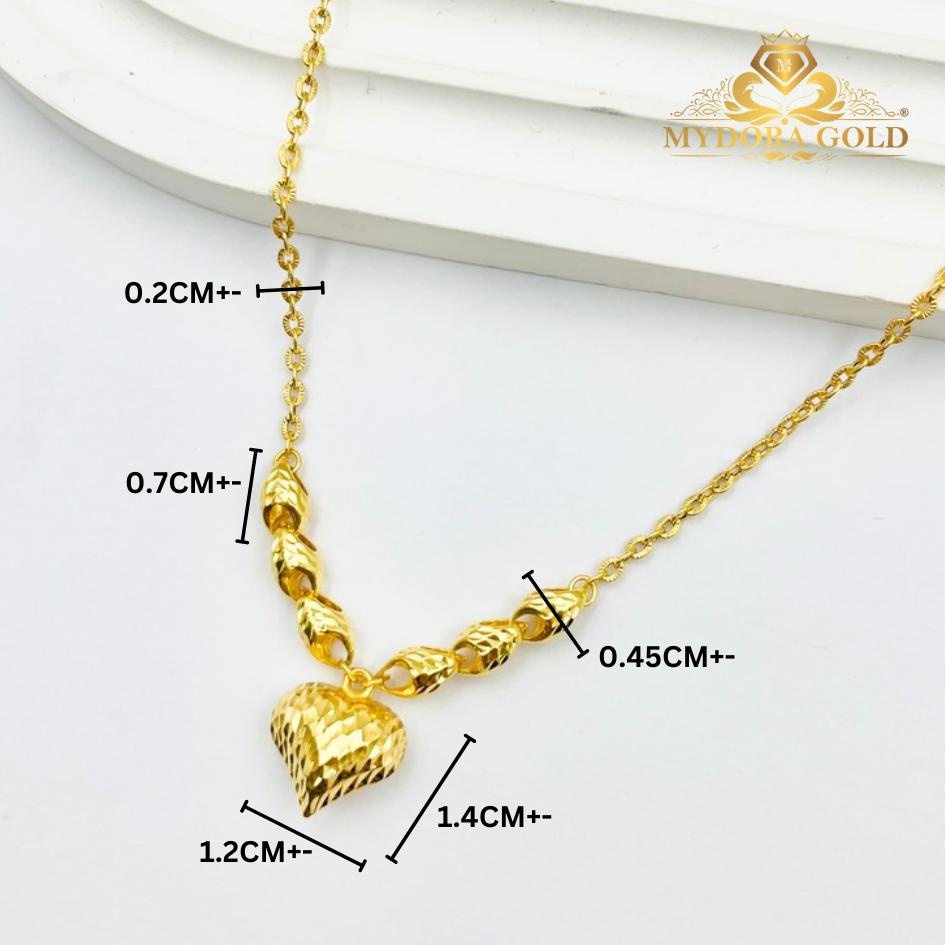 MYDORA Rantai Leher Sauh Matahari + Siput + Love Pahat l EMAS 916/22K