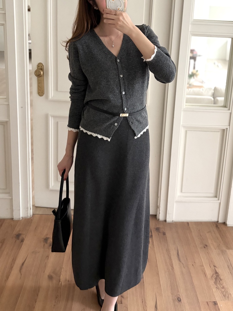 The Lacie Wool Cardigan (Charcoal)