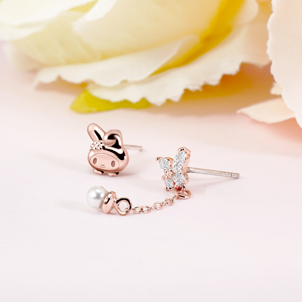 📦訂購 台灣限定 三麗鷗SanrioＸSTORY 故事銀飾 My Melody 童話仙子系列 美樂蒂蝴蝶晶鑽純銀耳環