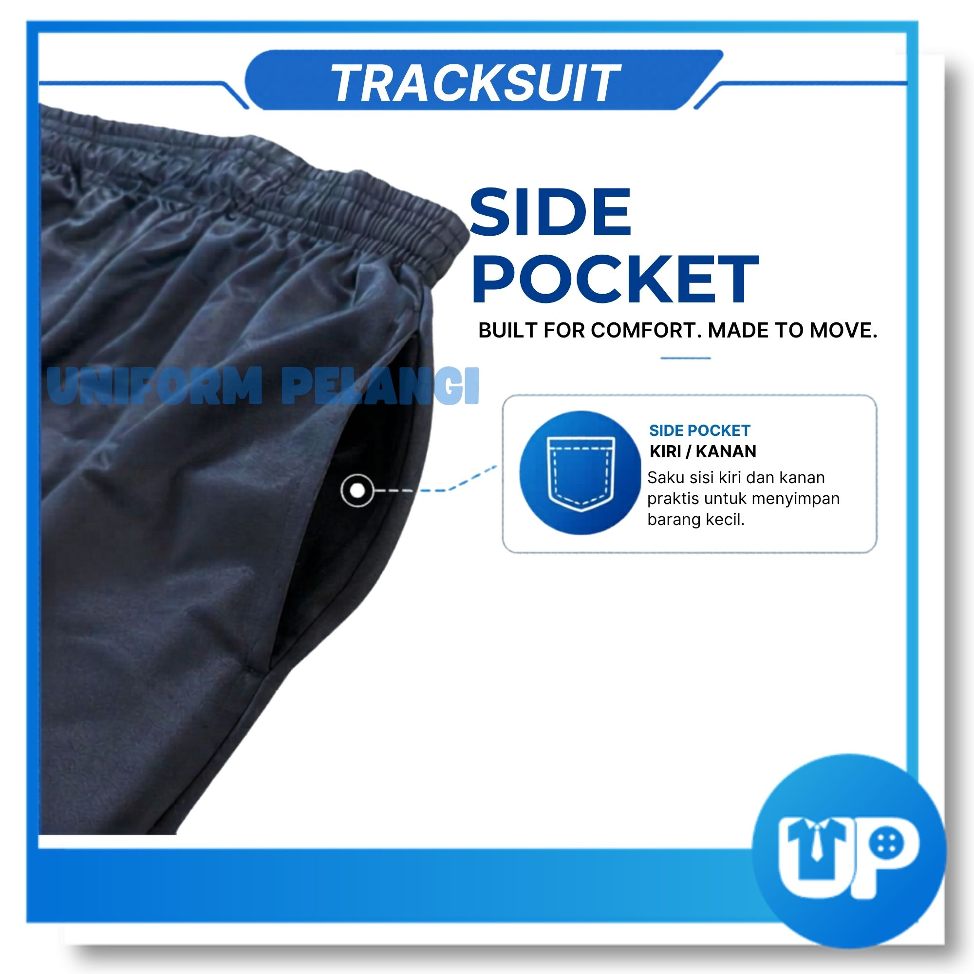 Tracksuit Seluar Sukan Sekolah Pra Kanak-Kanak Lelaki Perempuan Hitam Biru Elastic Kaki Cekak Getah