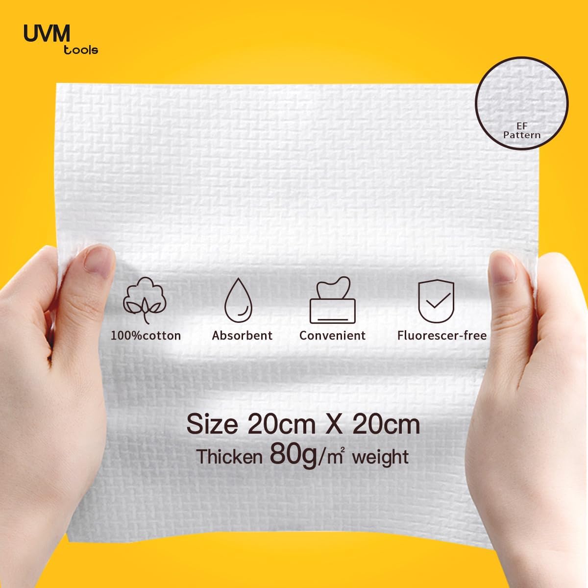 UVM tools 一次性 柔軟 洗臉巾 (60片裝-EF紋) 適用於嬰兒洗臉、護膚、卸妝