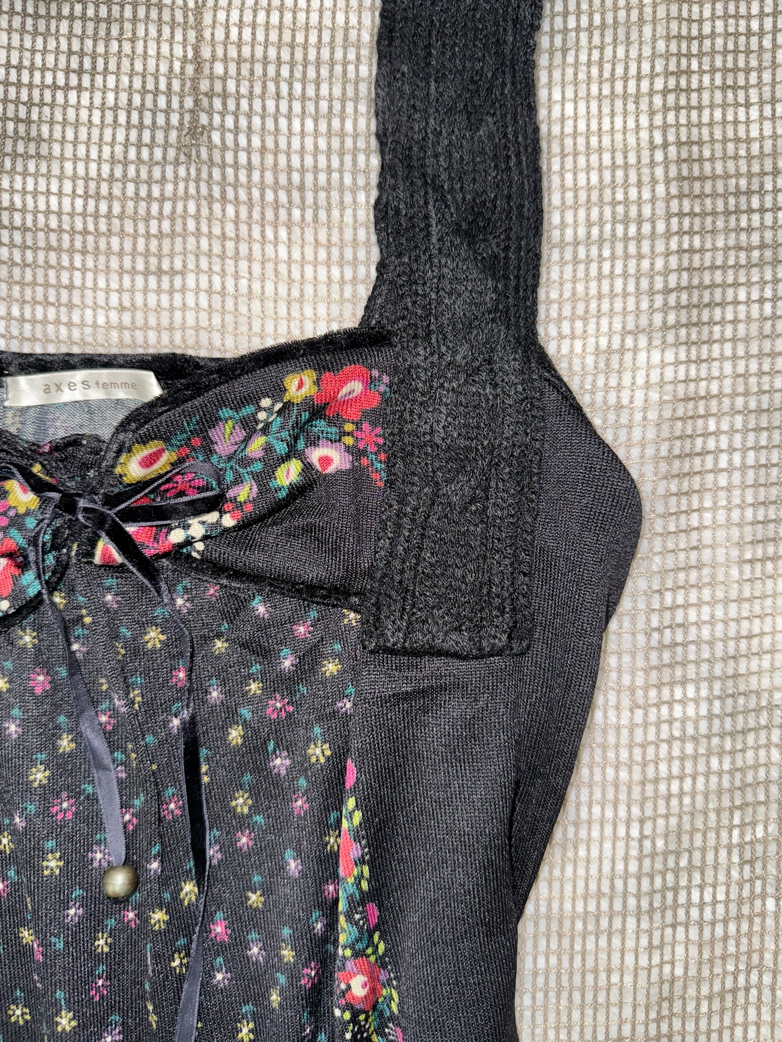Axes Femme Romantic Floral Print Peplum Tank with Lace Accents