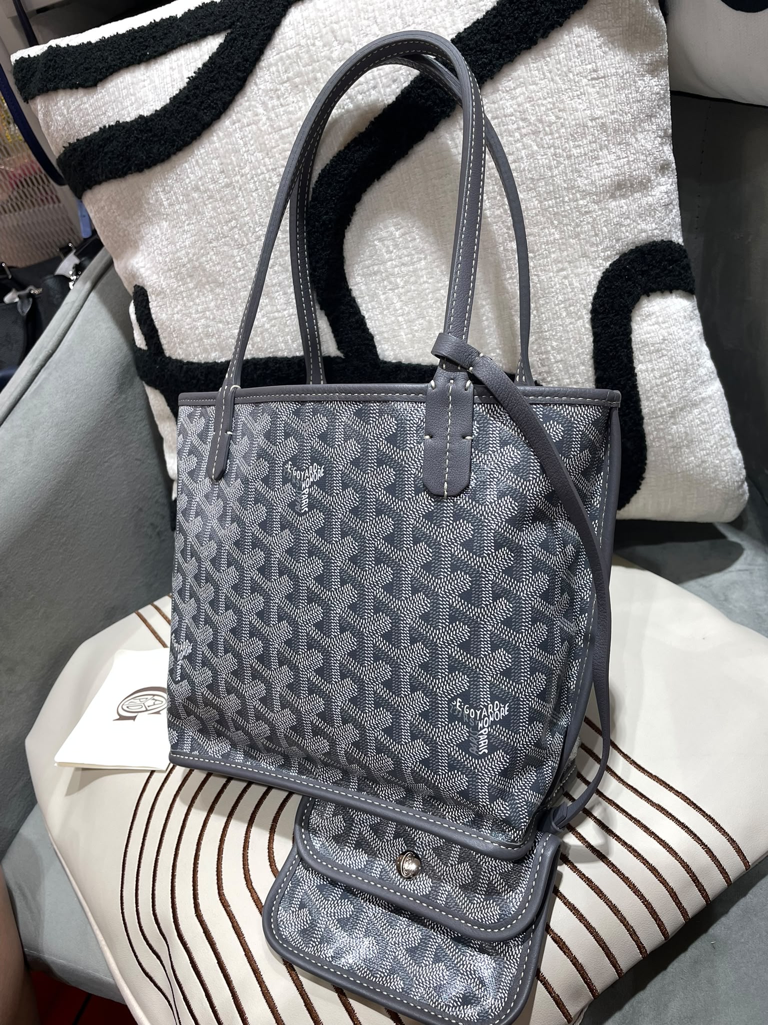Goyard Anjou Mini Tote Bag Grey 100%Authentic, 99%New ✅Dust bag