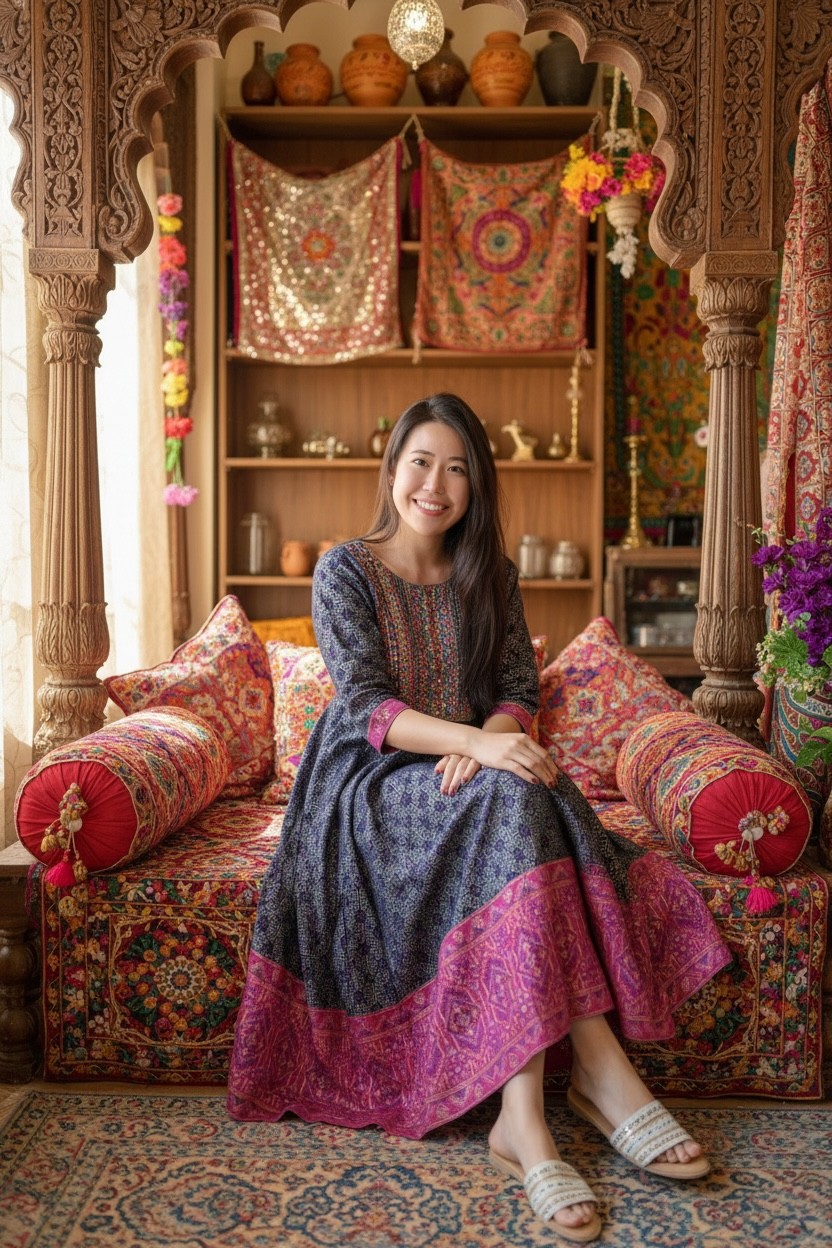 Navy Blue x Purple Red Emb. Foil Stamping OP 46" #1434