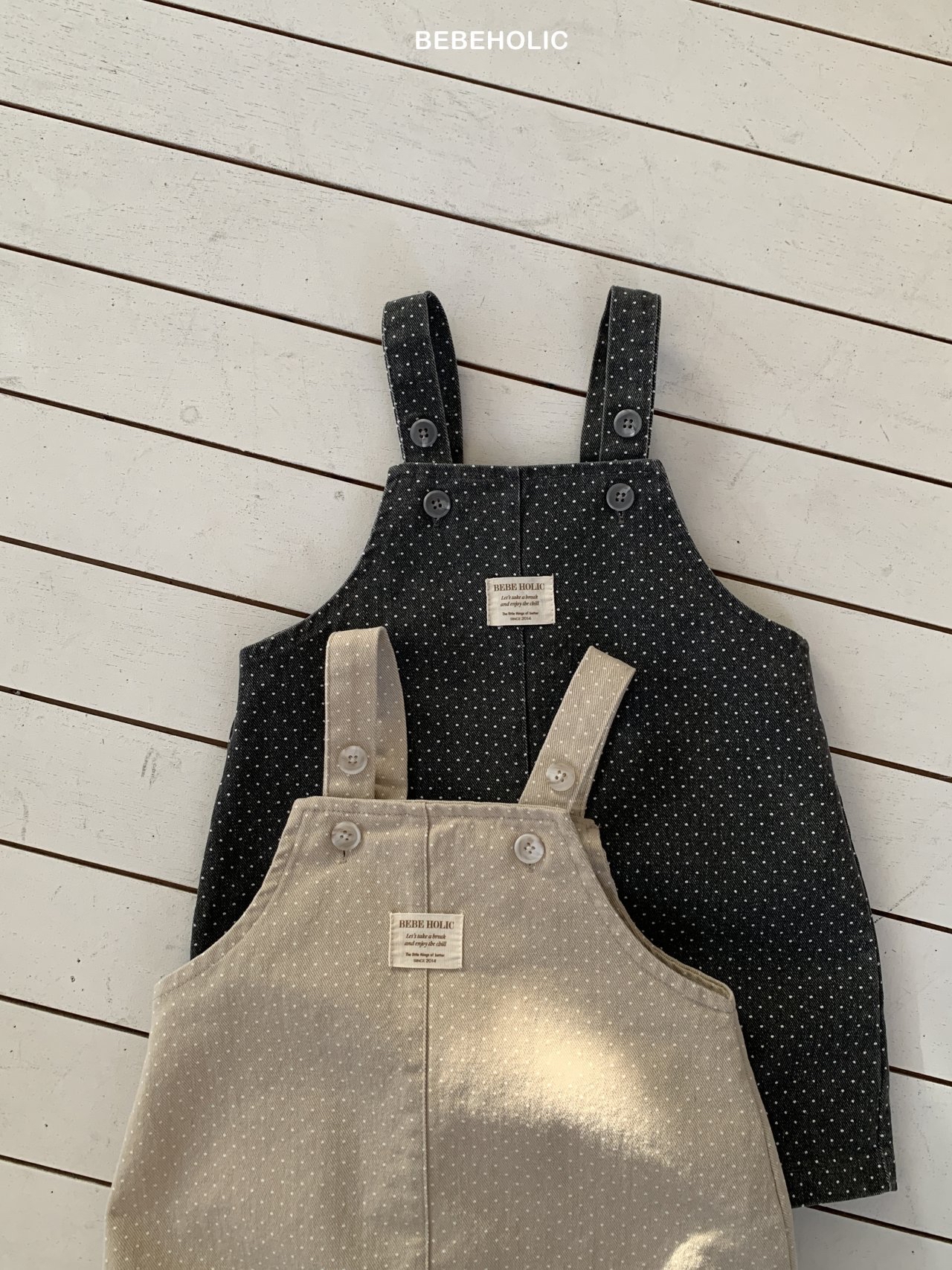 🌸預訂 韓國直送🌸🇰🇷BEBEHOLIC兩色兔耳造型波點吊帶連身褲