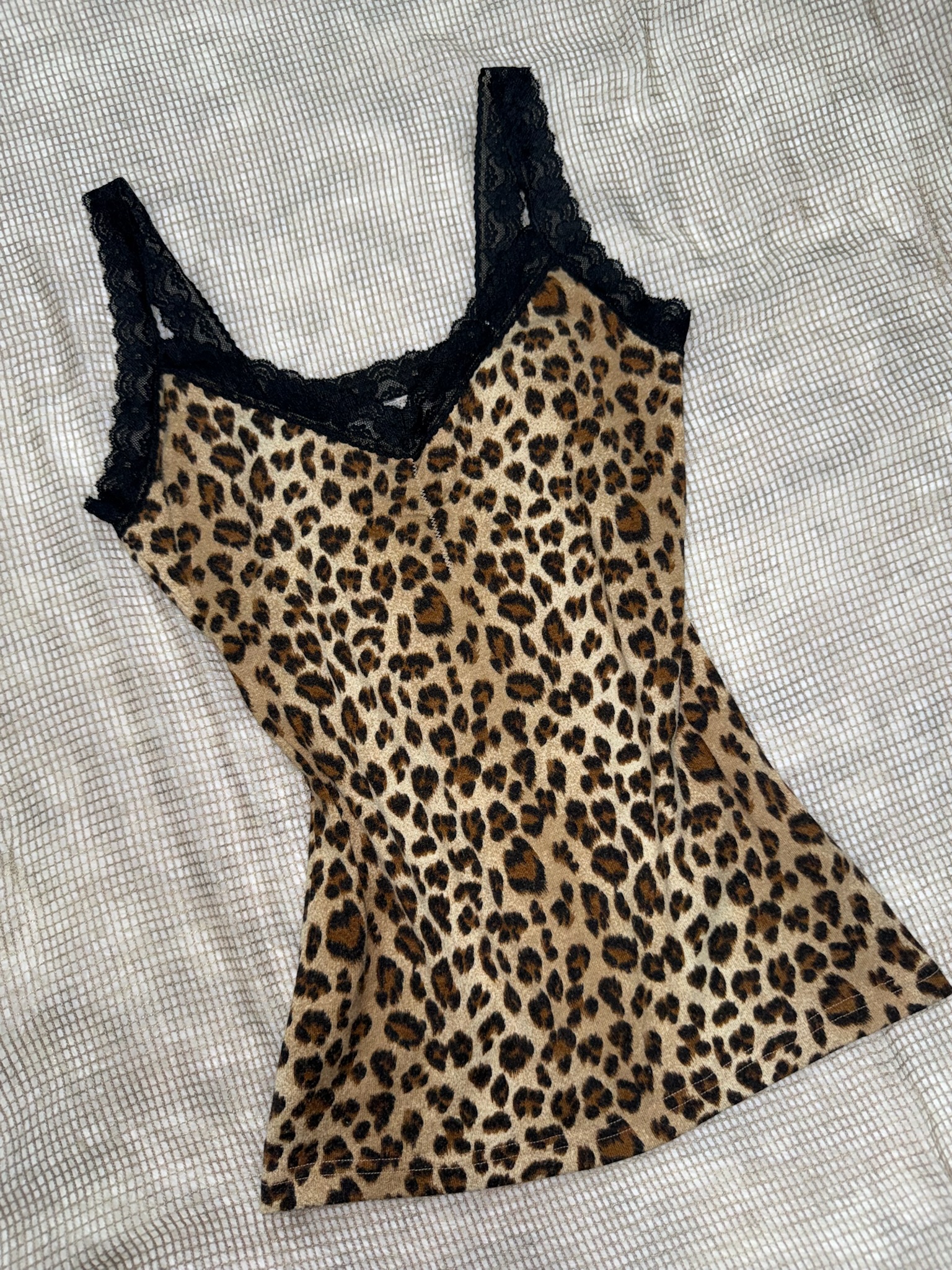 Leopard Print Lace Trim Cami Top