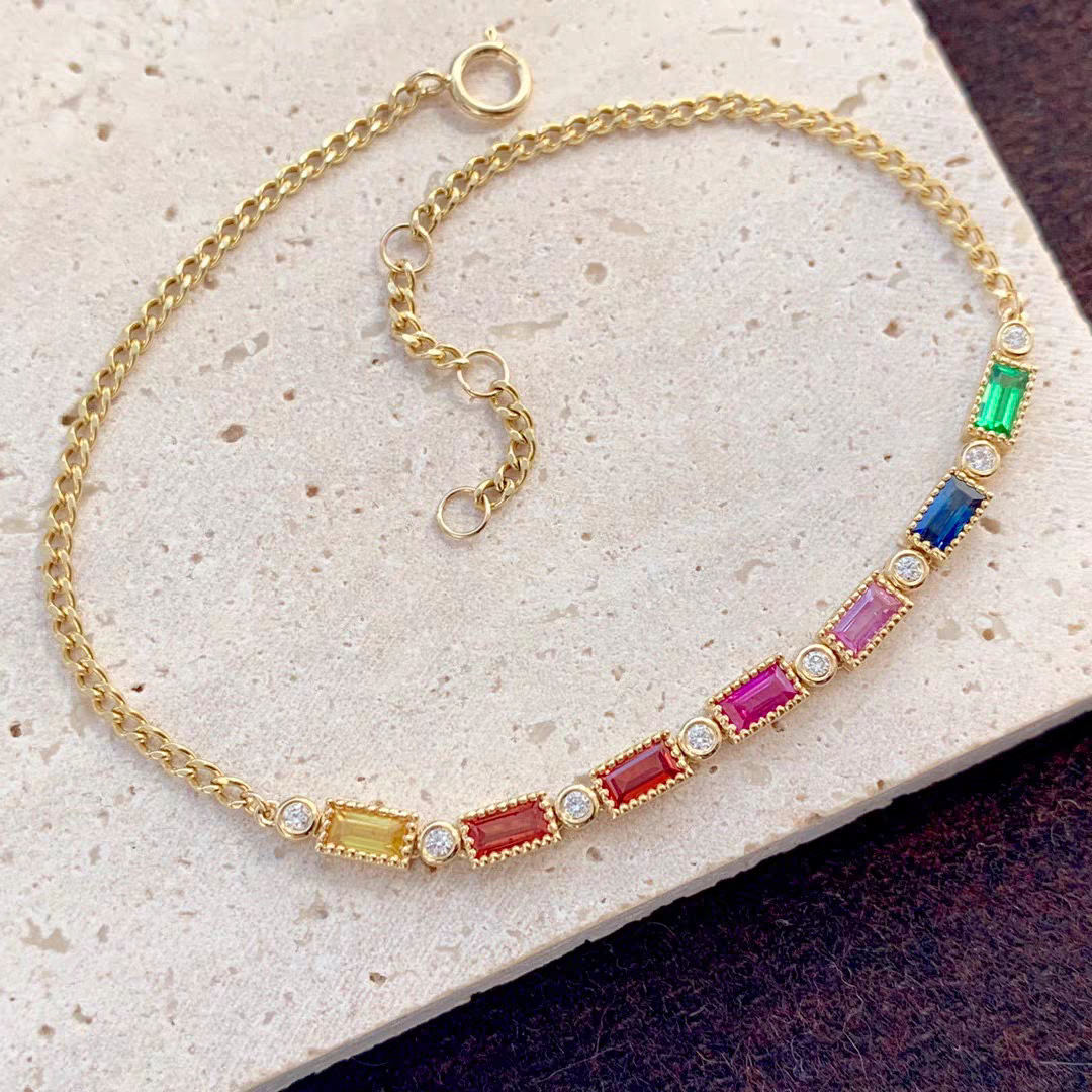 18K Fancy-color Sapphires Diamond Bracelet 