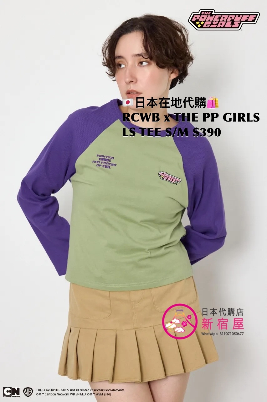 RODEO CROWNS WIDE BOWL x THE POWERPUFF GIRLS RAGLAN LS TEE 