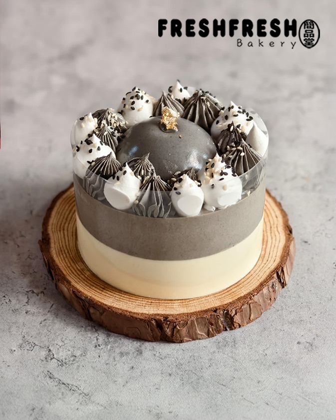 香濃黑芝麻布甸比利時白朱古力慕絲蛋糕 