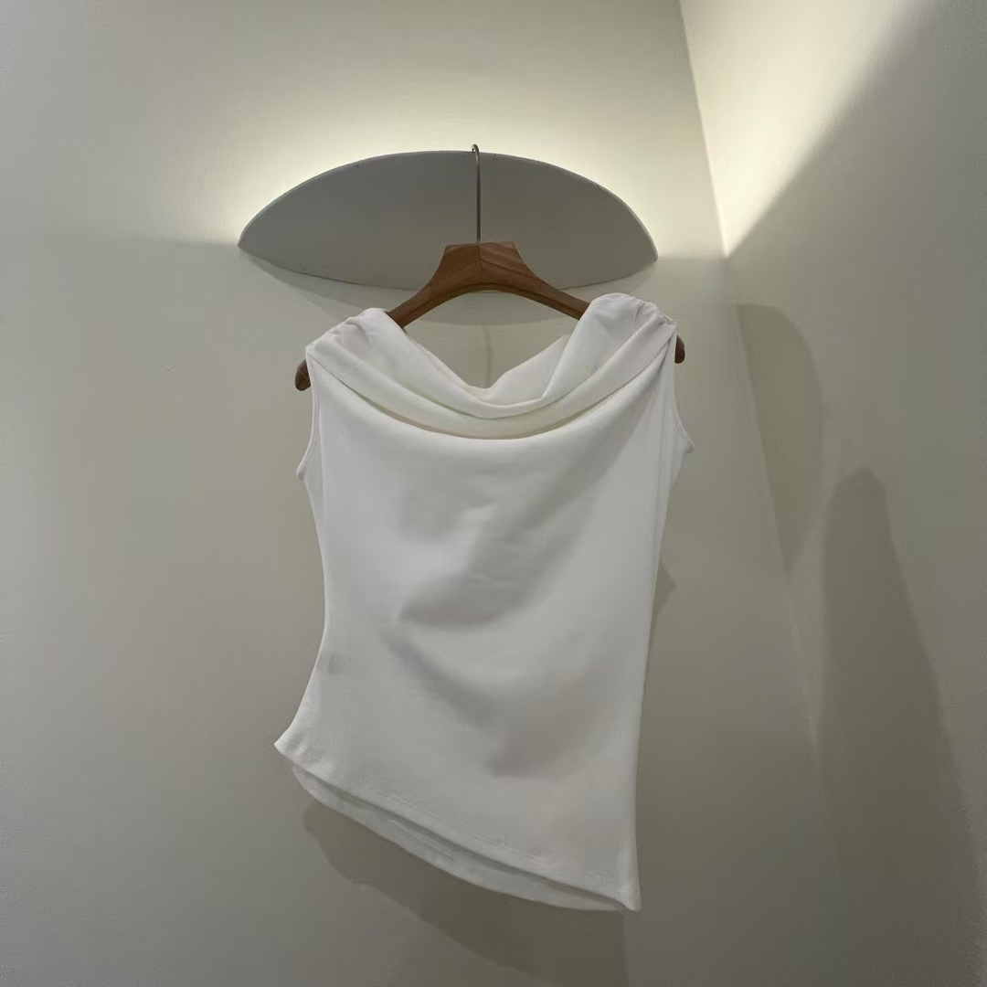 Off-Shoulder Drape Neck Sleeveless Top ‖ 一字领垂领修身无袖上衣 KR016210712