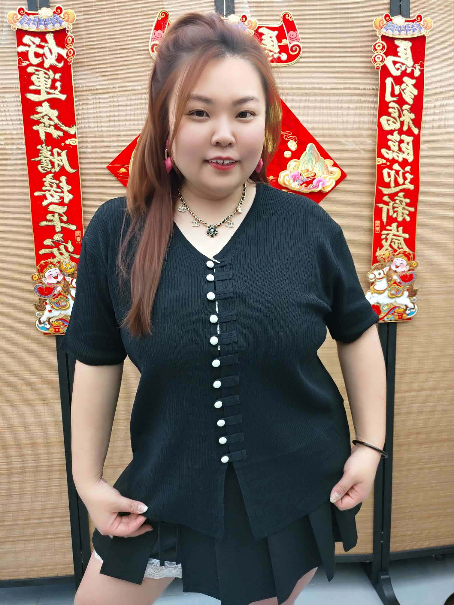 DDI09 8977 中式排钮针织上衣