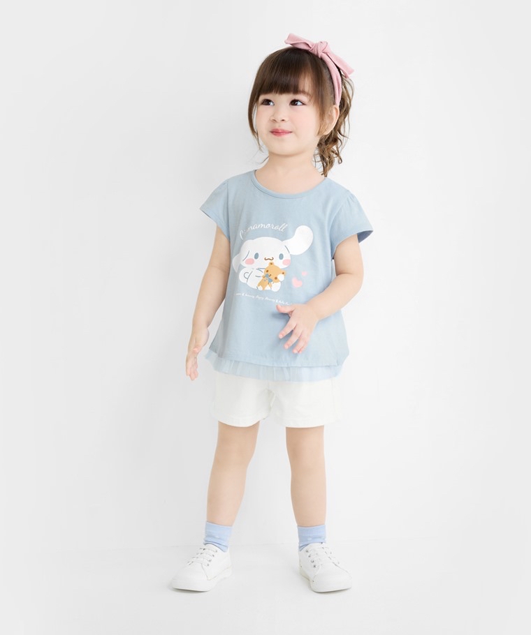 💚預訂 台灣直送💚玉桂狗印花網紗拼接純棉短袖T恤