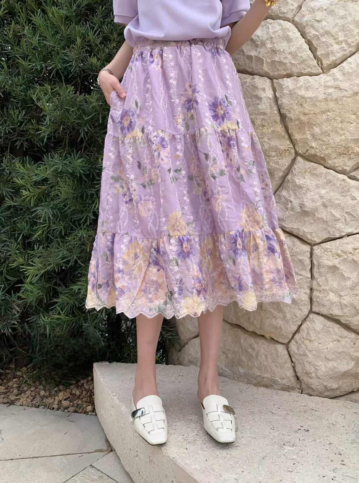 刺綉通花半截裙