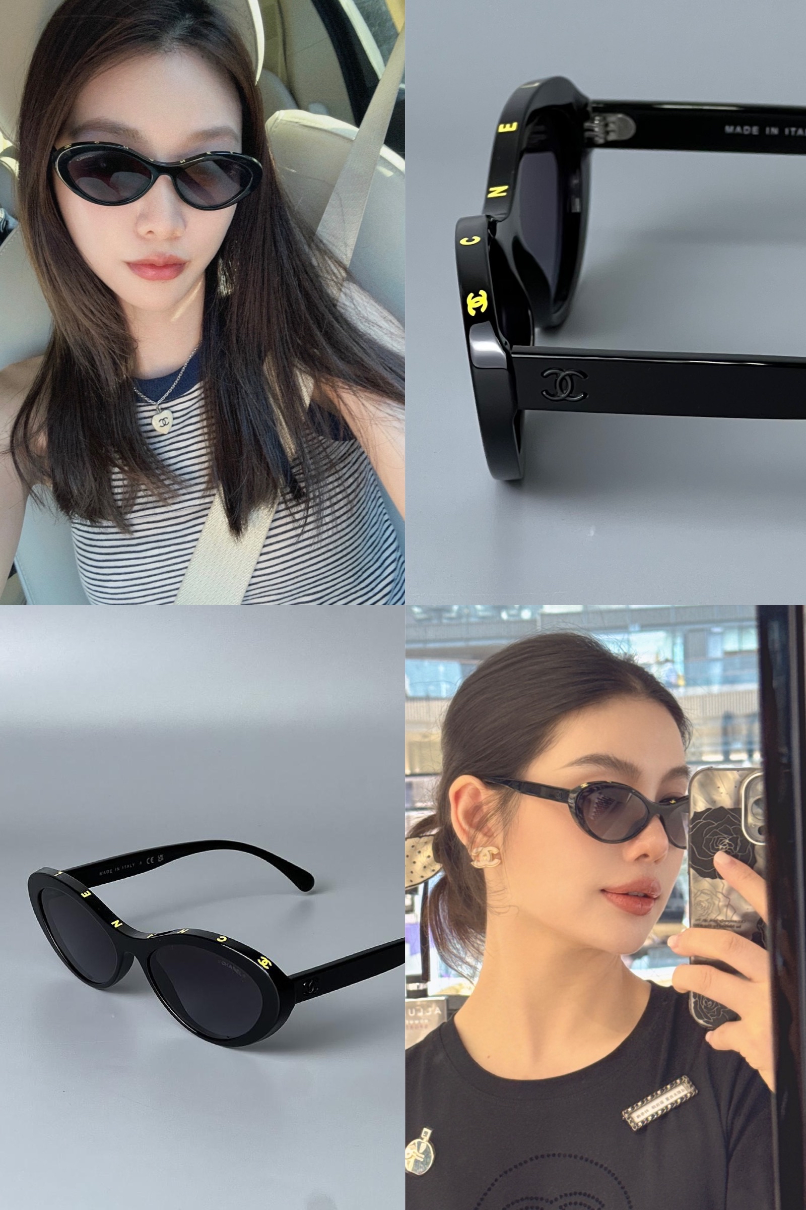 現貨✨🫶🏻Chanel Cateye 字母 太陽眼鏡(黃色字）