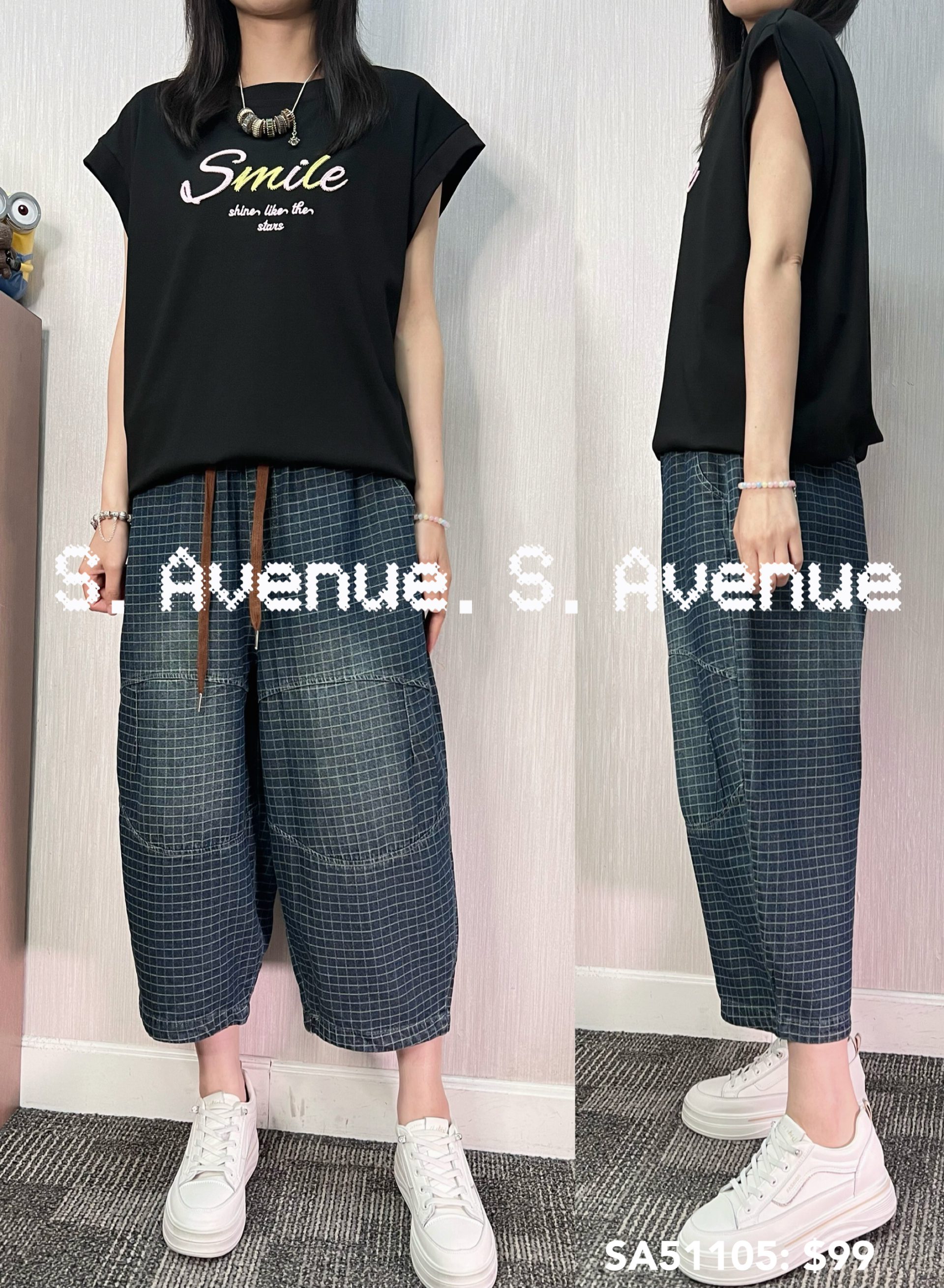 SA51105: 短袖smile英文字tee