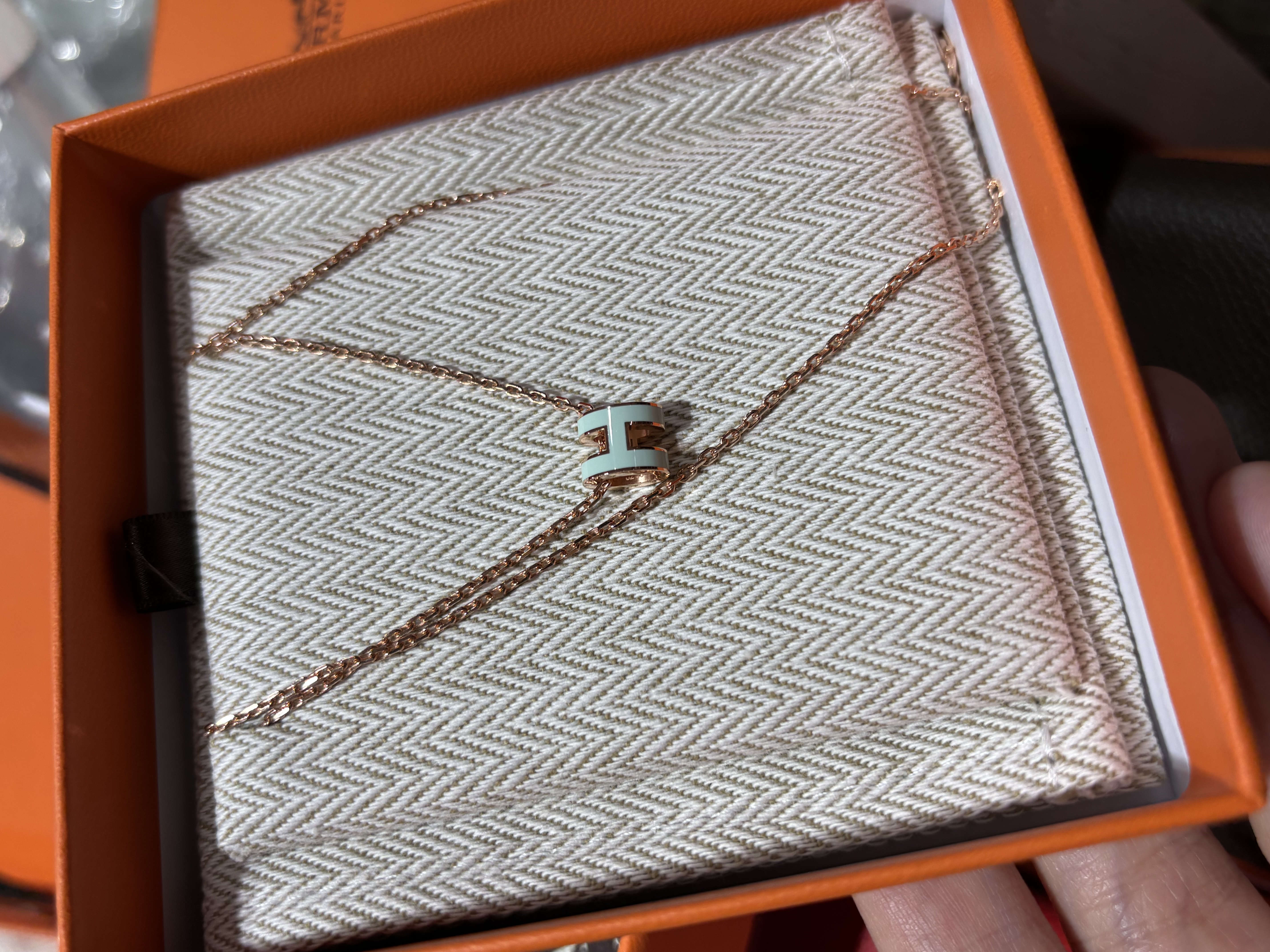 全新 Hermes mini pop h necklace mint Vert Peppermint 玫瑰金 100%Authentic, 100%New 全新貨品 ☑️26年收據☑️Dust bag☑️box