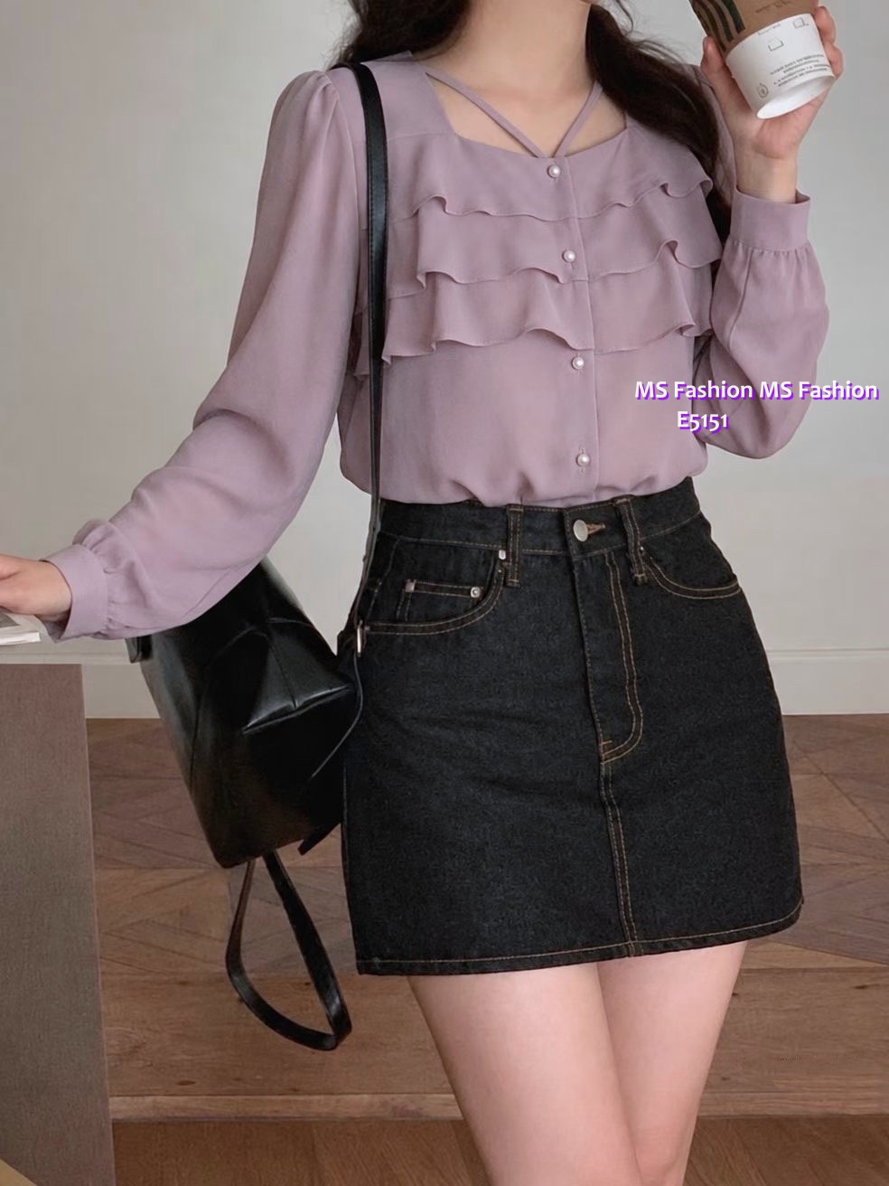 E5151 靚料特色領ruffle top
