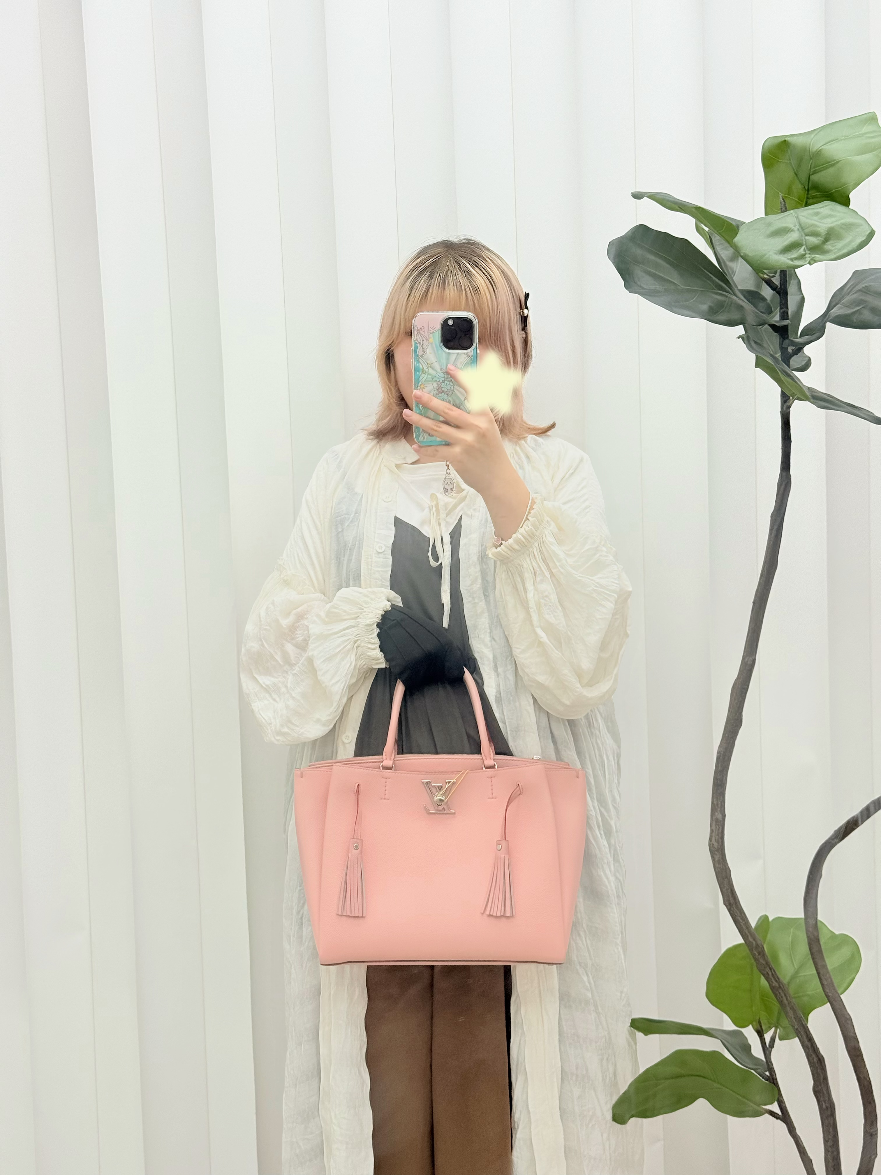 LV 🤍PRE OWNED LOCKMETO 櫻花粉色 Tote Bag 🩷