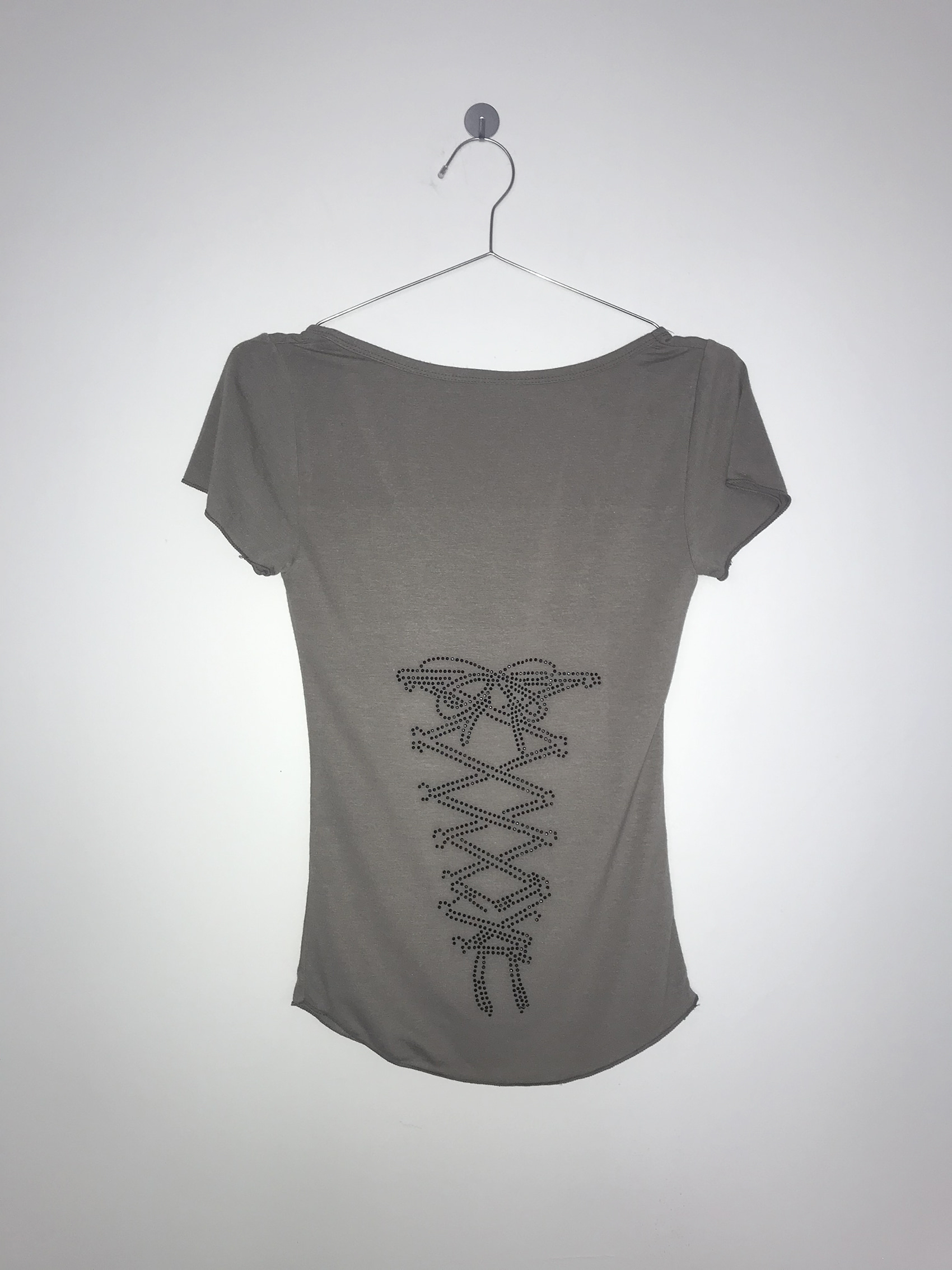 Rhinestone Lace-up Fitted Tee