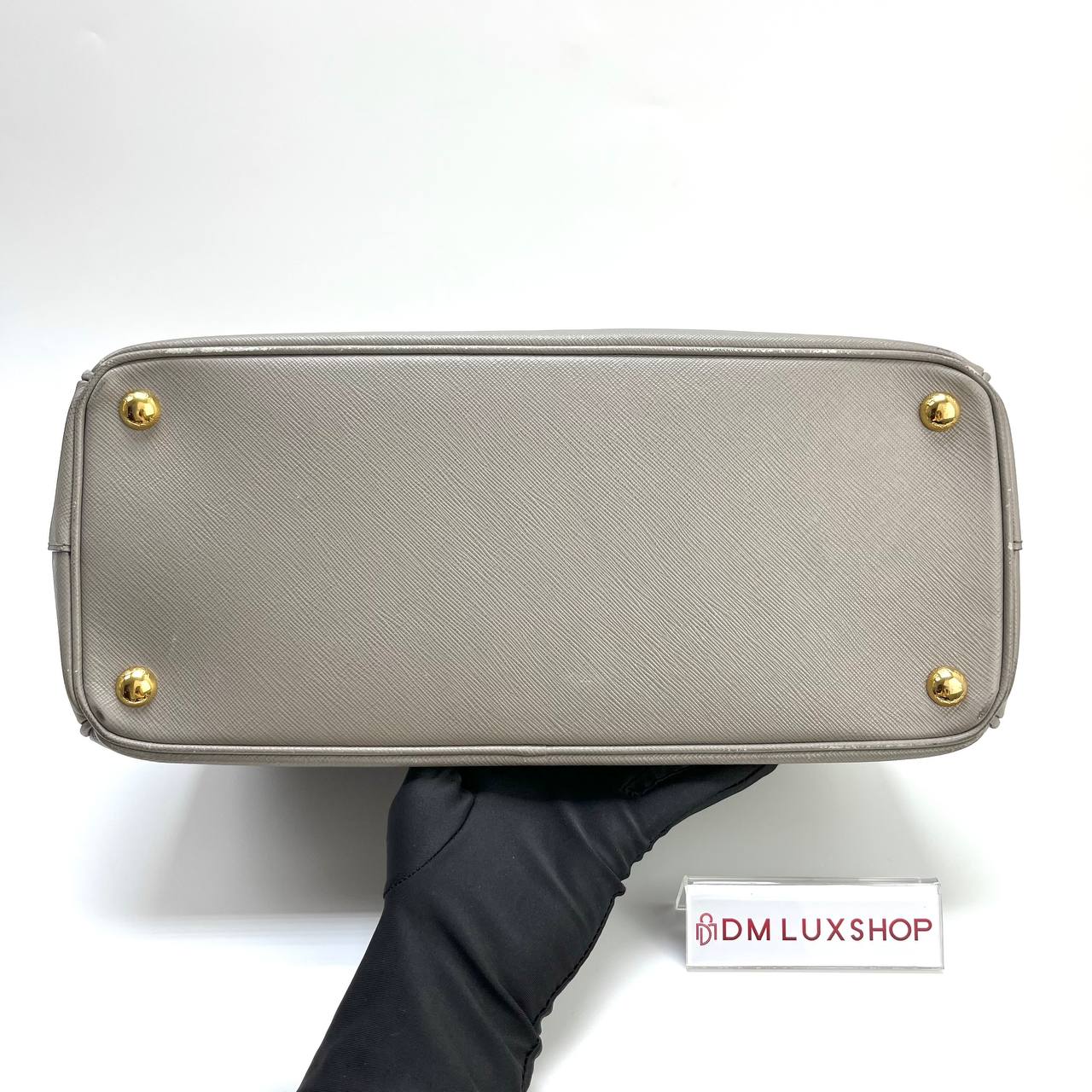 Prada Saffiano Lux Grey Tote Bag GHW