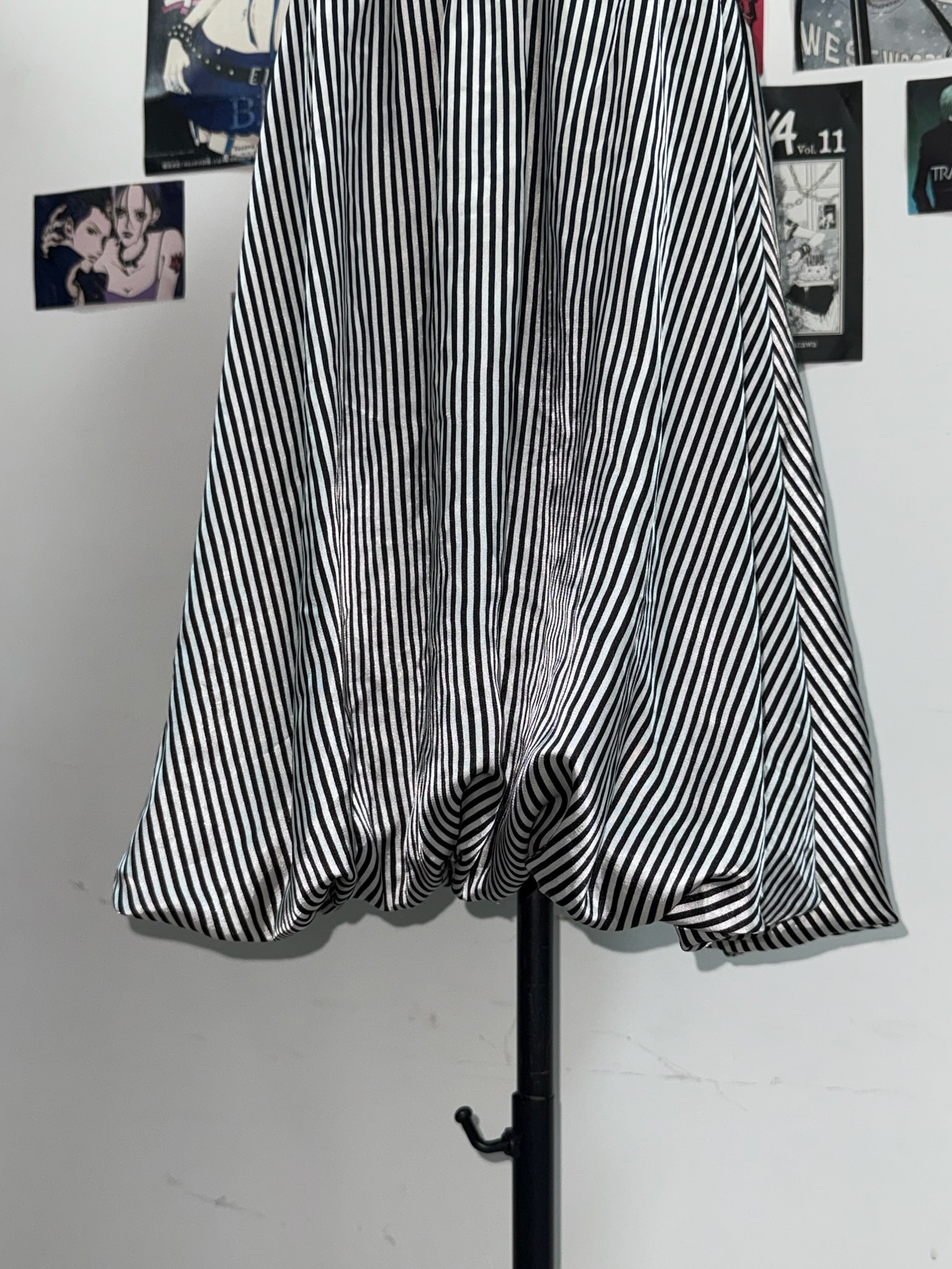 Black and Silver Striped Cami Dress with Big Bow