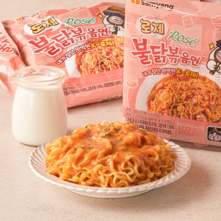 三養 韓國 奶油玫瑰醬辣雞撈麵 140g x 5包裝 (平行進口貨品) 此日期或之前食用：2027.5.5