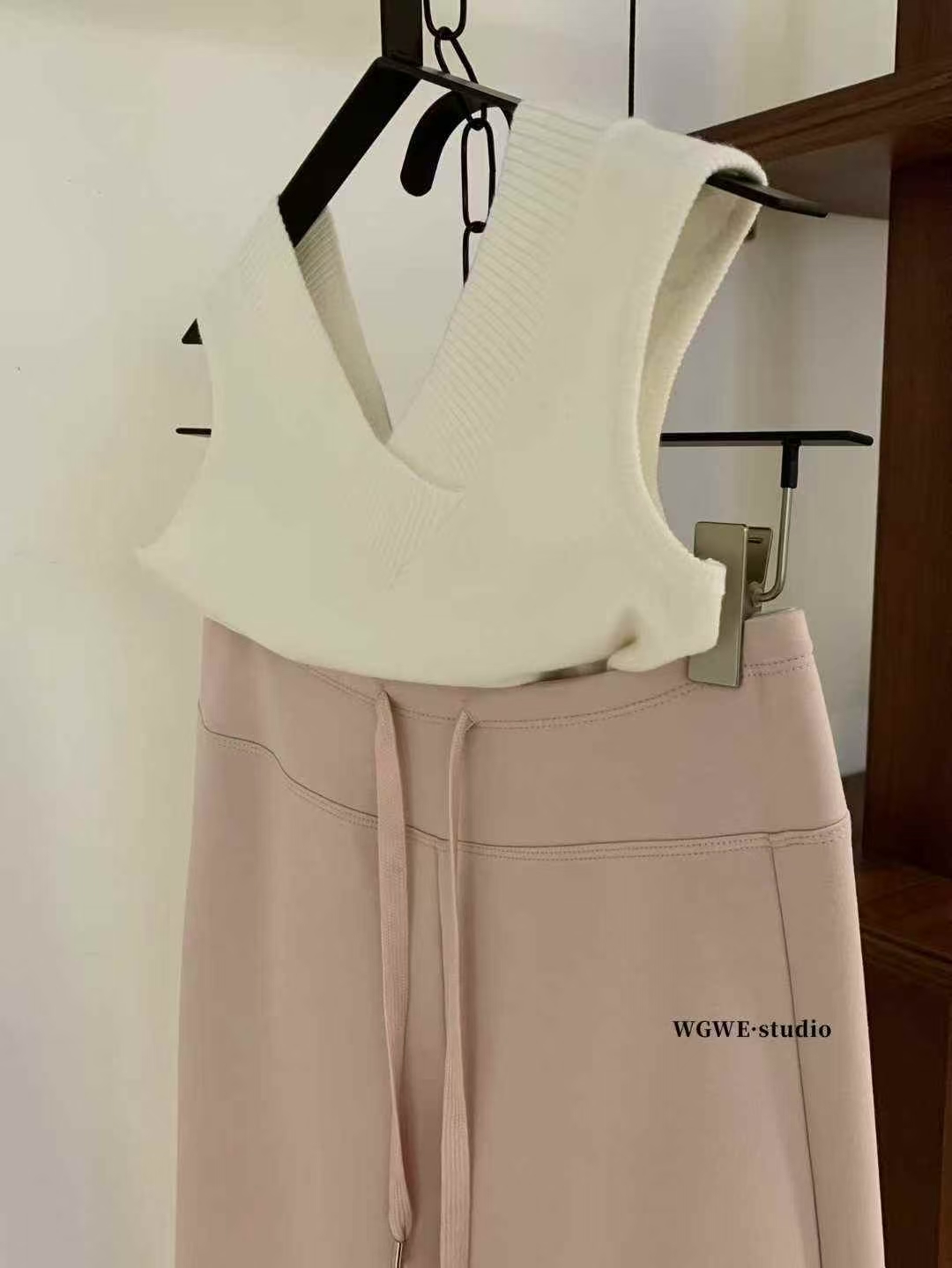 1710 DRAWSTRING WAIST MAXI PANTS 抽绳休闲太空棉长裤