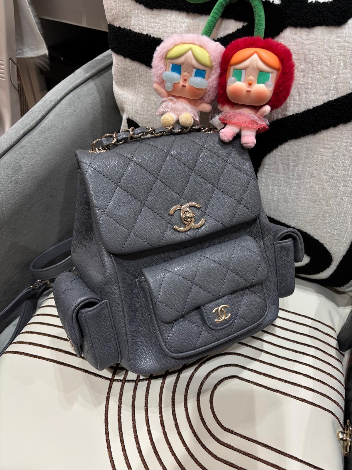 Chanel Duma Backpack AS4398 灰色荔枝牛皮 100%Authentic, 99%New ✅晶片✅Dust bag✅Box