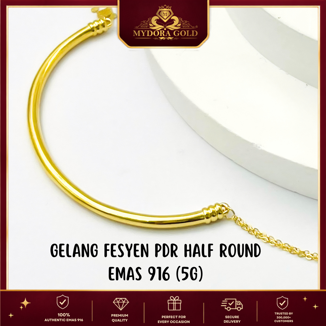 MYDORA Gelang Fesyen PDR Half Round l EMAS 916/22K